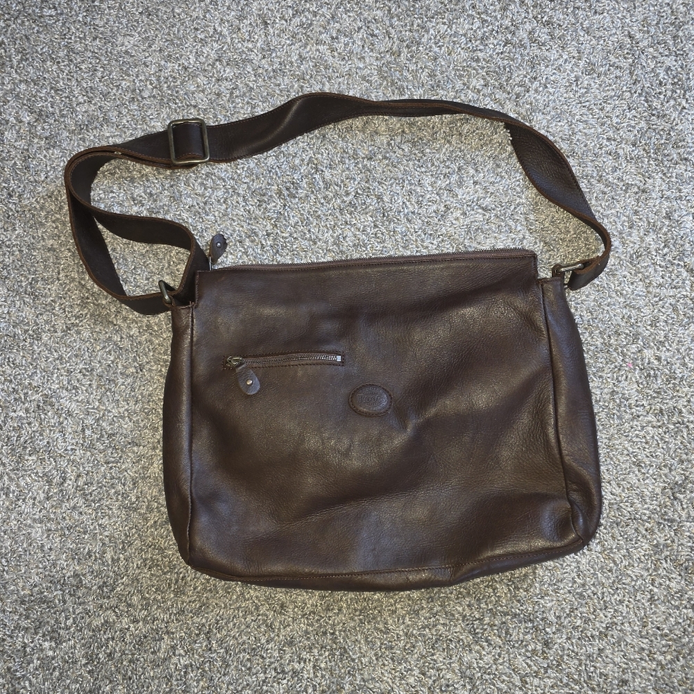 Roots Brown Leather Shoulder Bag